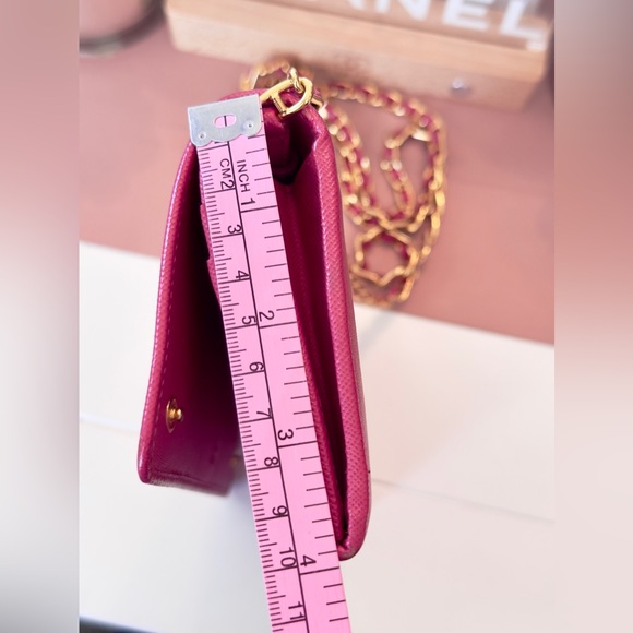 Prada Pink Saffiano Chain Wallet - Picture 10 of 10